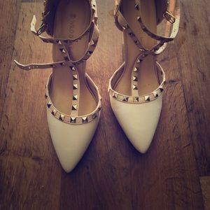 Cream/ off white studded heels